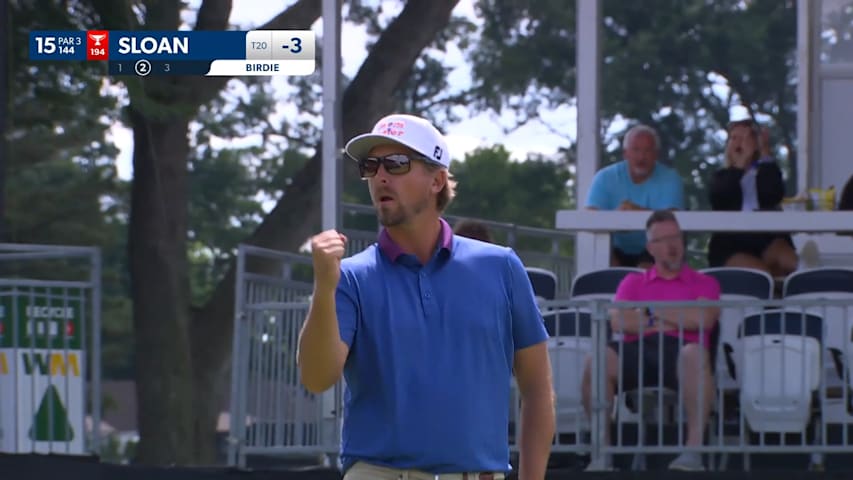 Roger Sloan drains a 37-foot birdie putt at Rocket Mortgage