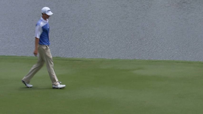 Zachary Olsen pours in a lengthy 32-foot birdie putt at FedEx St. Jude