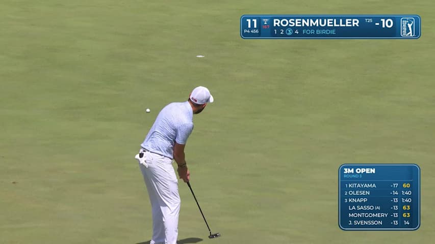 Thomas Rosenmueller sinks a 38-foot birdie putt on No. 11 at 3M Open
