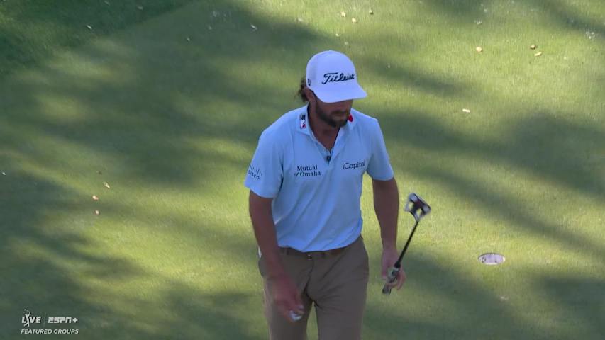 Cameron Young sinks 12-foot birdie putt on No. 14 at Procore