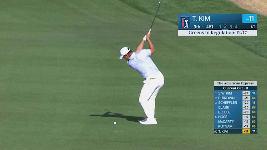 Tom Kim makes birdie on No. 9 at The American Express