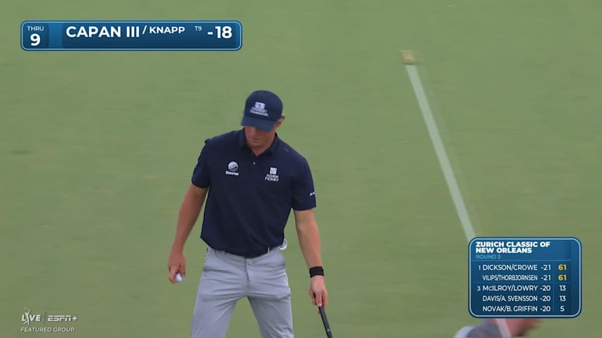 Frankie Capan III makes birdie on No. 9 at Zurich Classic