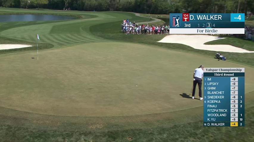 Danny Walker buries 50-foot birdie putt on No. 3 at Valspar