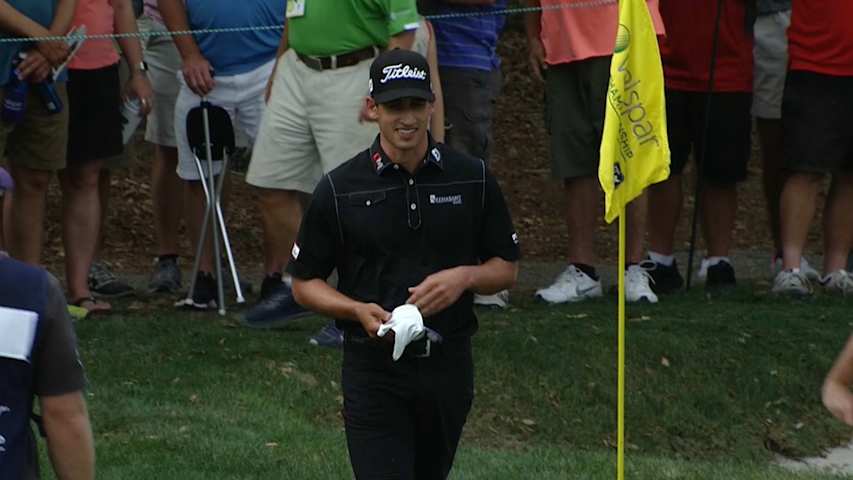 Dominic Bozzelli's perfect technique from the bunker at Valspar