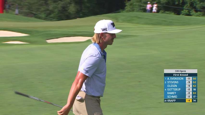 Jake Knapp holes out for eagle from 151 yards at 3M Open