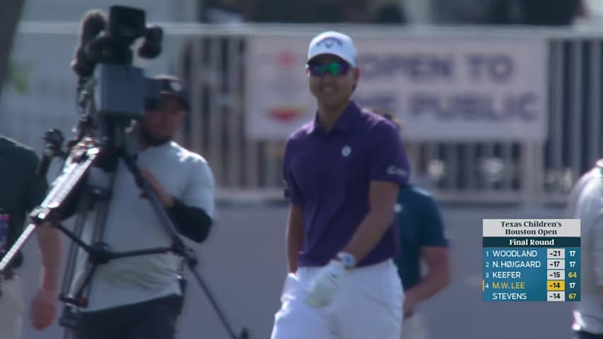 Min Woo Lee hits 192-yard approach to 4 feet, sets up birdie on 18 at Texas Children's