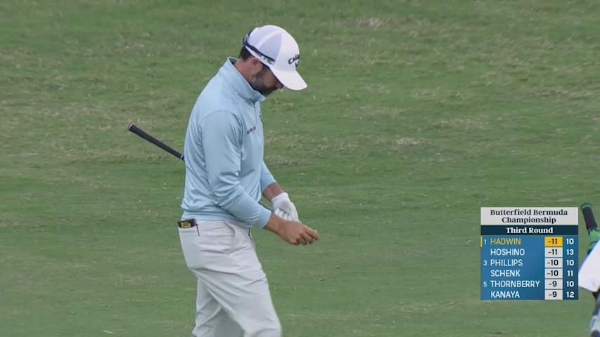 Adam Hadwin gets up-and-down for birdie on No. 11 at Butterfield Bermuda