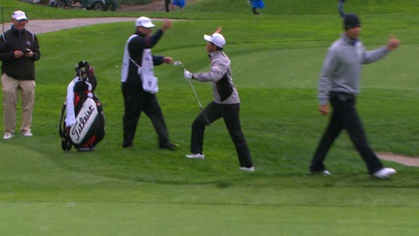 Michael Kim’s impressive bunker hole out at Farmers