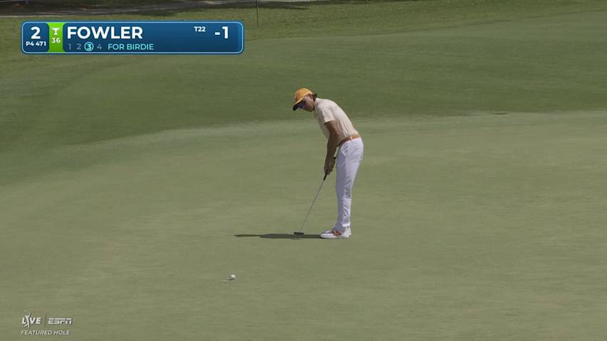Rickie Fowler drains 12-foot birdie putt on No. 2 at Cadillac