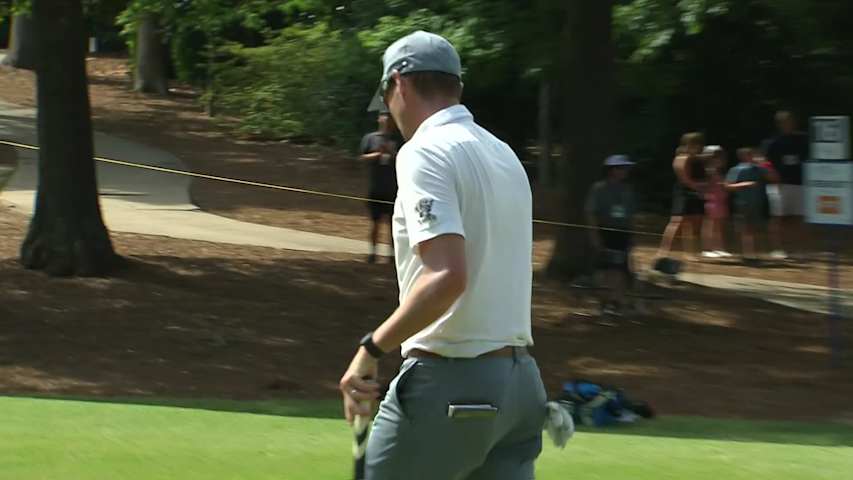 Zack Fischer makes birdie on No. 16 at BMW Charity Pro-Am