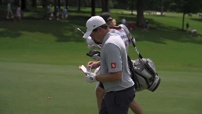 Matt Fitzpatrick drains 3-foot putt for birdie on No. 6 at TOUR Championship