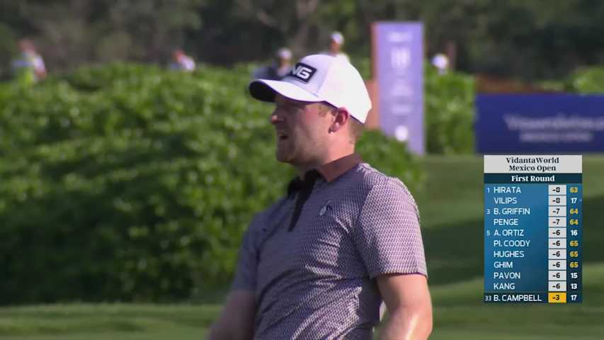 Brian Campbell sinks 21-foot birdie putt on No. 18 at Mexico Open