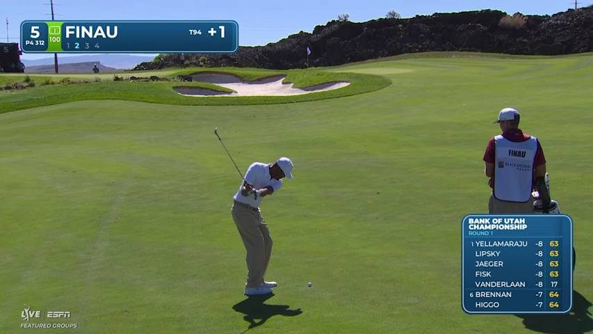 Tony Finau holes 14-foot shot for birdie on No. 5 at Bank of Utah