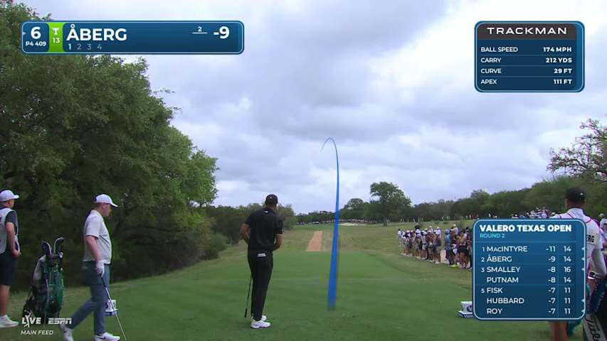 Ludvig Åberg holes 120-yard approach for eagle on No. 6 at Valero