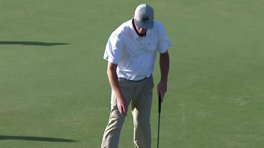 Vince Covello holes birdie putt on No. 14 in Round 1 of Bermuda