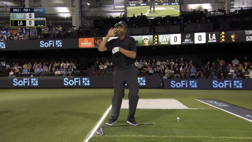 Tony Finau opens evening with ‘Dougie’ at TGL 