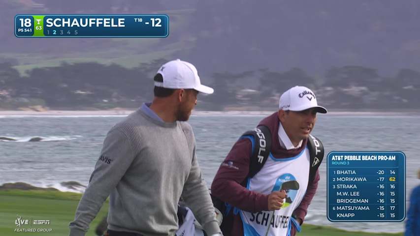 Xander Schauffele hits 207-yard approach to 32 feet, sets up birdie on No. 18 at AT&T Pebble Beach