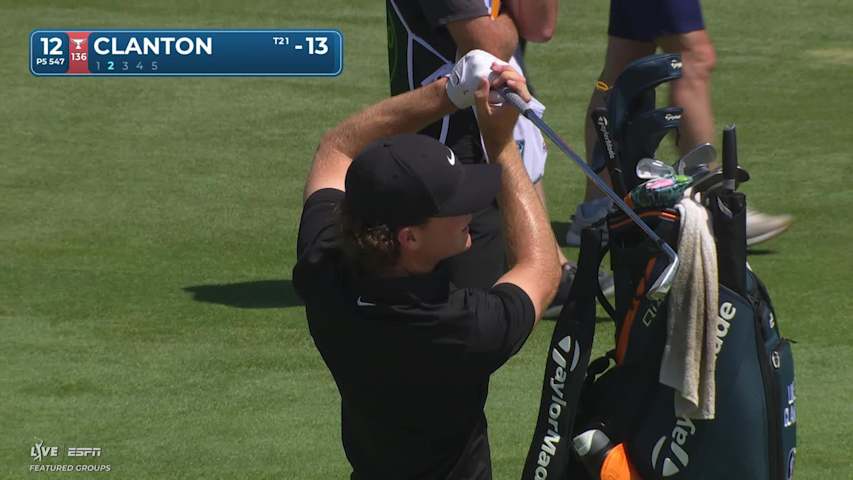 Luke Clanton drains 12-foot putt for birdie on No. 12 at THE CJ CUP