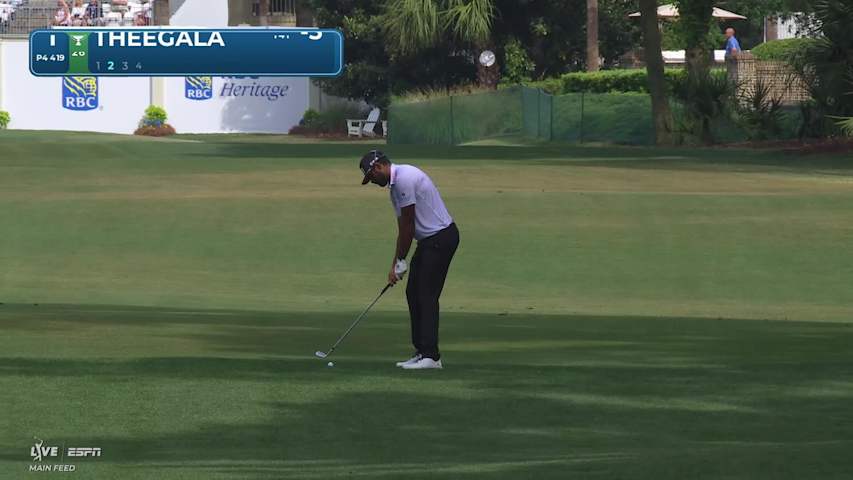 Sahith Theegala's 99-yard approach sets up birdie on No. 1 at RBC Heritage