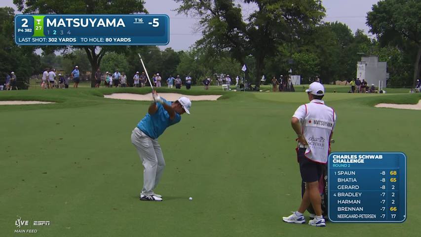 Hideki Matsuyama gets up-and-down from 81 yards for birdie on No. 2 at Charles Schwab