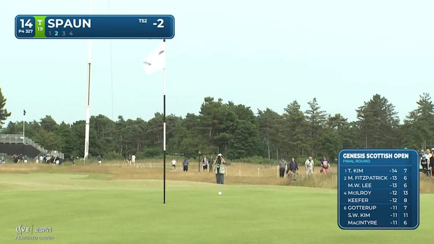 J.J. Spaun sinks 7-foot putt for birdie on No. 14 at Genesis Scottish Open