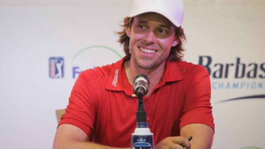 Aaron Baddeley news conference after winning Barbasol