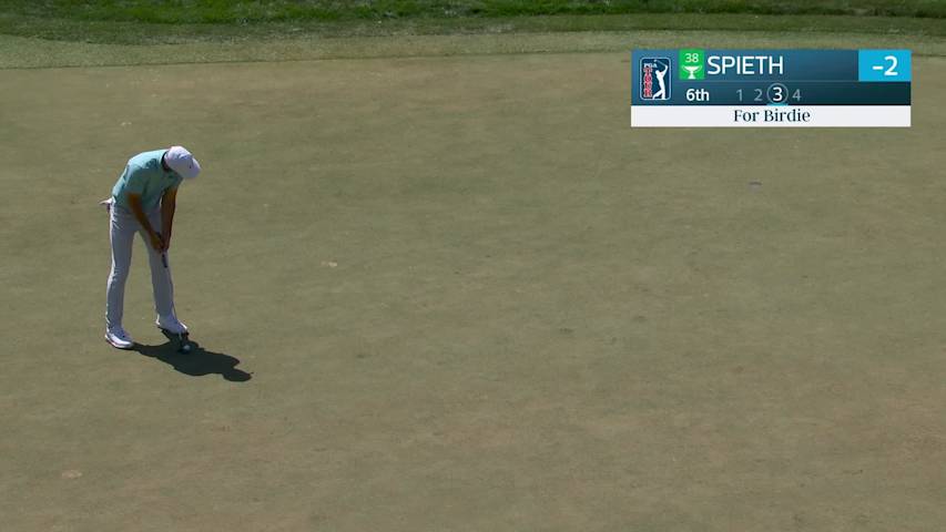 Jordan Spieth sinks a 20-foot birdie putt on No. 6 at Valspar