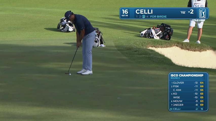 Filippo Celli drains 15-foot birdie putt on No. 16 at ISCO Championship