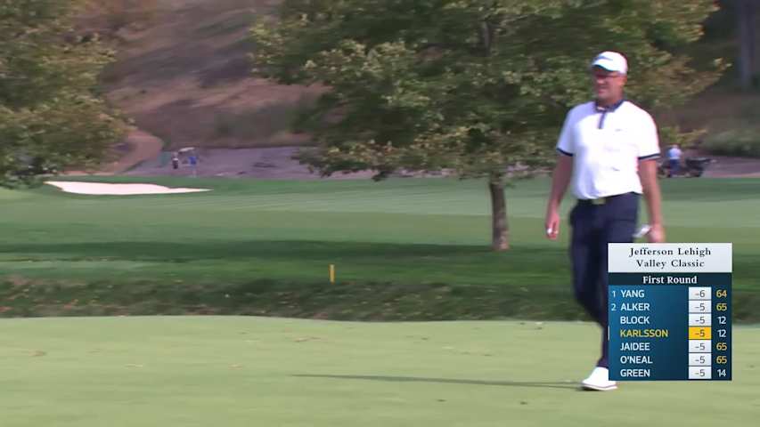 Robert Karlsson makes birdie putt on No. 13 at Jefferson Lehigh Valley Classic