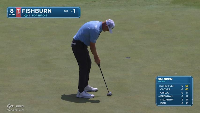 Patrick Fishburn sinks 10-foot birdie putt on No. 8 at 3M Open