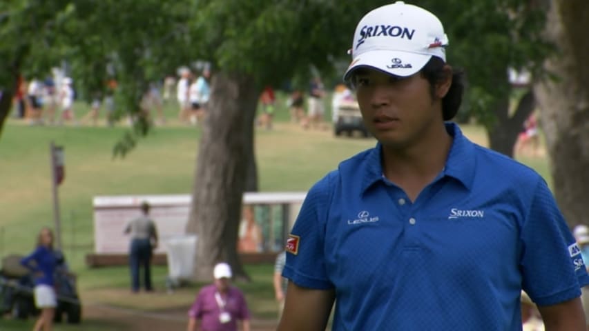 Hideki Matsuyama converts a 21-foot putt for birdie at Crowne Plaza