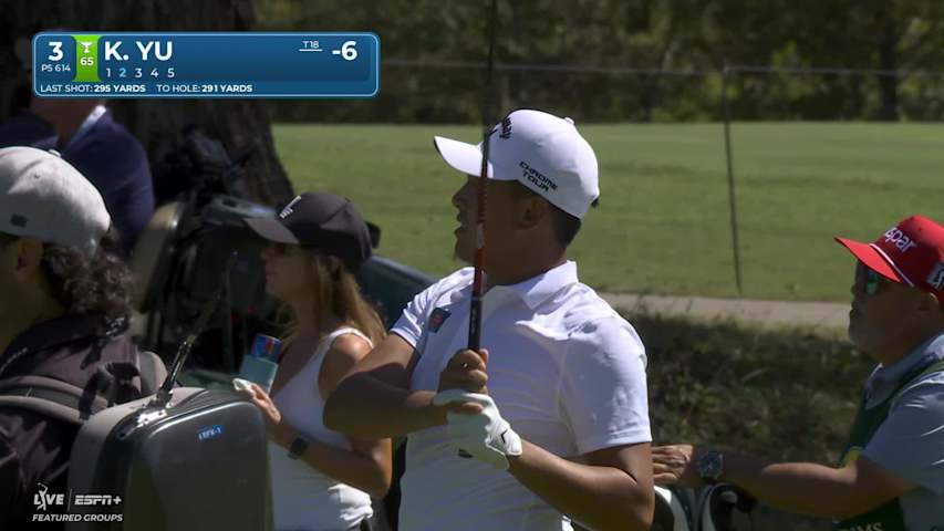 Kevin Yu makes his second birdie of the day at Sanderson Farms
