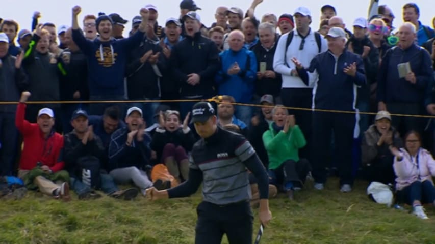 Henrik Stenson confidently birdies No. 14 at The Open