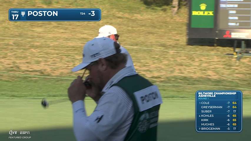 J.T. Poston sinks 11-foot putt for birdie on No. 17 at Biltmore Championship