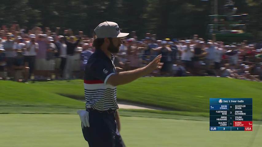 Cameron Young drains pivotal birdie putt to go 1-up at Ryder Cup