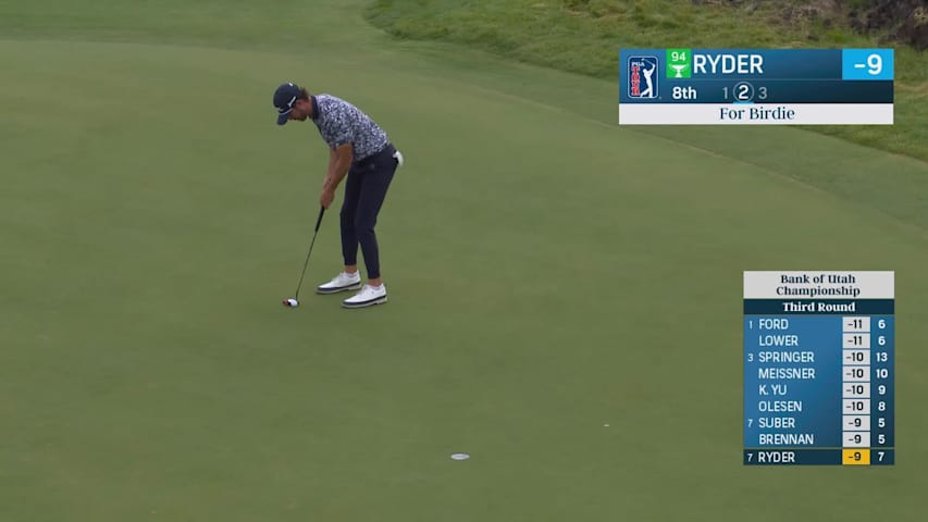 Sam Ryder sinks 11-foot birdie putt, makes birdie on No. 8 at Bank of Utah