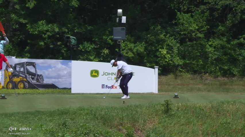 Ryo Hisatsune sinks a 28-foot birdie putt on No. 16 at John Deere