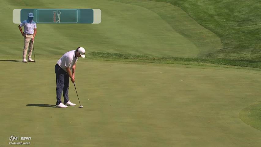Harry Higgs drains 25-foot birdie putt on No. 13 at John Deere