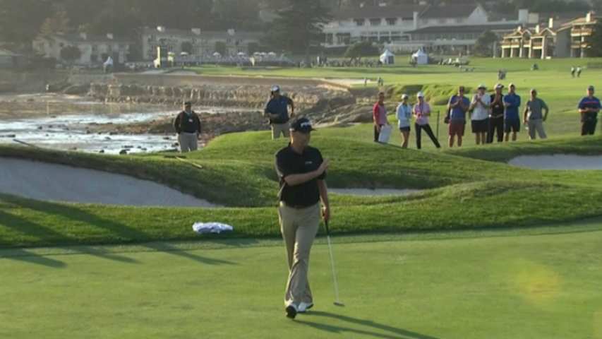 Kevin Sutherland birdies No. 17 at First Tee Open