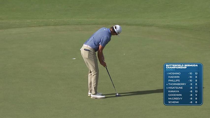 Nico Echavarria makes birdie on No. 14 at Butterfield Bermuda