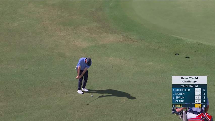 Justin Rose drains 5-foot birdie putt on No. 6 at Hero World Challenge
