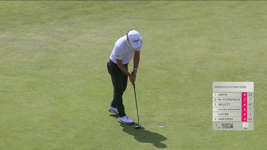 Min Woo Lee taps in from 1 foot for birdie on No. 1 at Genesis Scottish Open