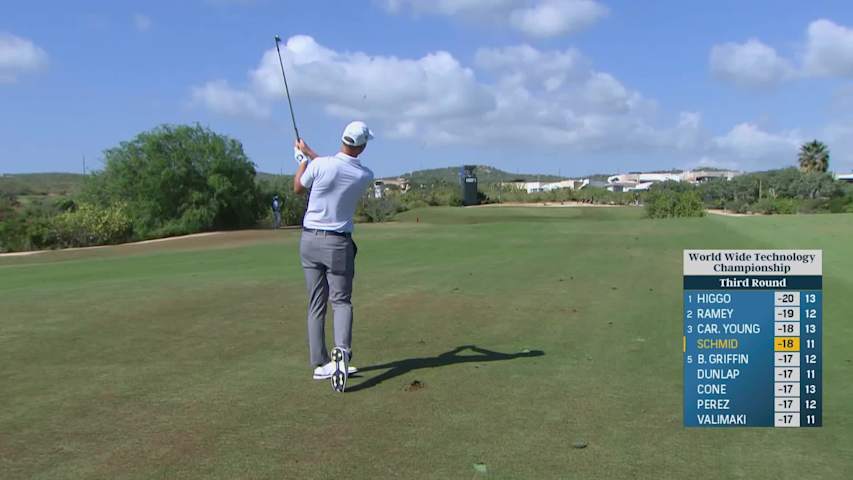 Matti Schmid holes out for birdie on No. 12 at World Wide Technology