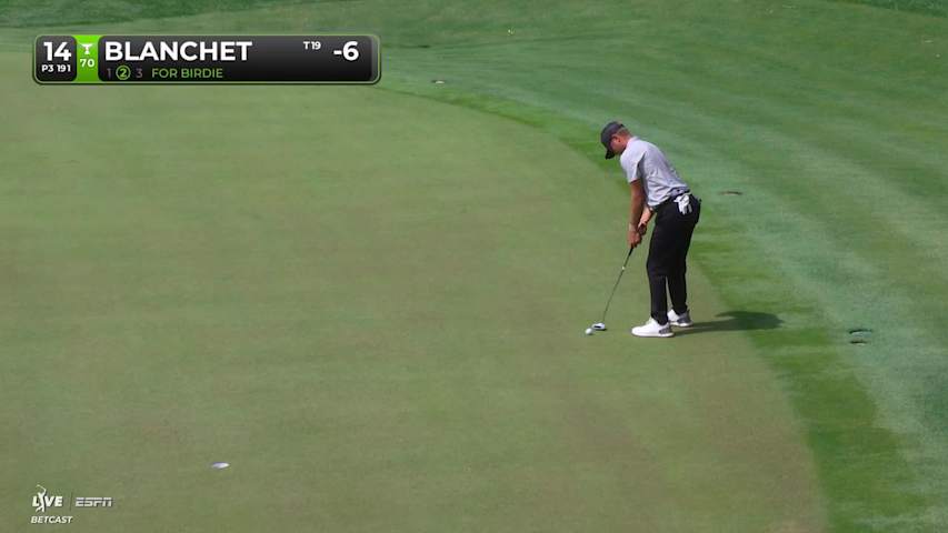 Chandler Blanchet drains 14-foot birdie putt on No. 14 at RBC Heritage