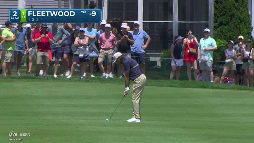 Tommy Fleetwood sinks 11-foot birdie putt on No. 2 at Travelers