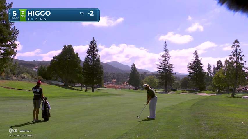Garrick Higgo knocks in 2-foot birdie putt on No. 5 at Procore