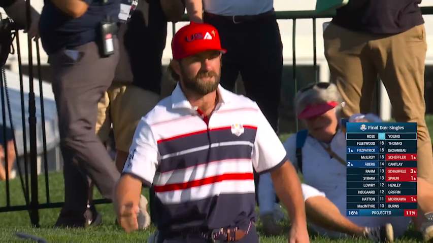 Cameron Young drains birdie putt on final hole to win match at Ryder Cup