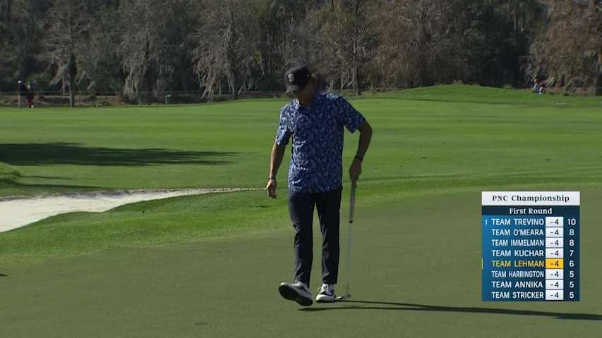 Luke Leonard holes birdie from off the green at PNC Championship