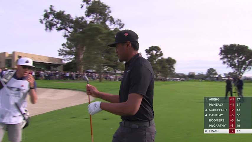 Tony Finau makes birdie on No. 18 at The Genesis