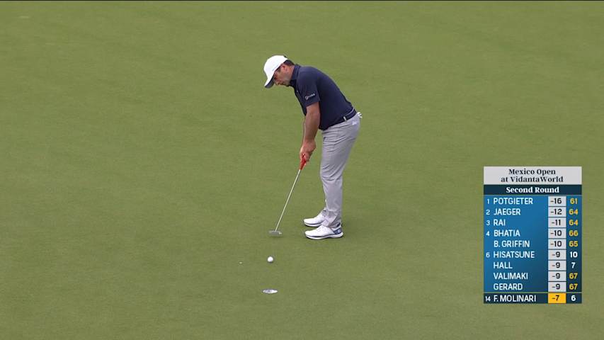 Francesco Molinari holes birdie putt at Mexico Open